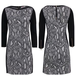 Rebecca Taylor Cocktail Dress Size 6 Snake skin print and black Silk Blend.